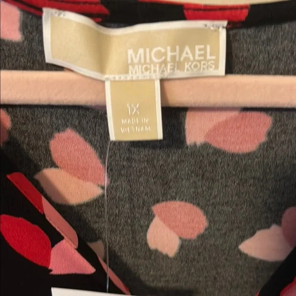 Michael Kors Black and Red Tie Front Blouse - Picture 2 of 3